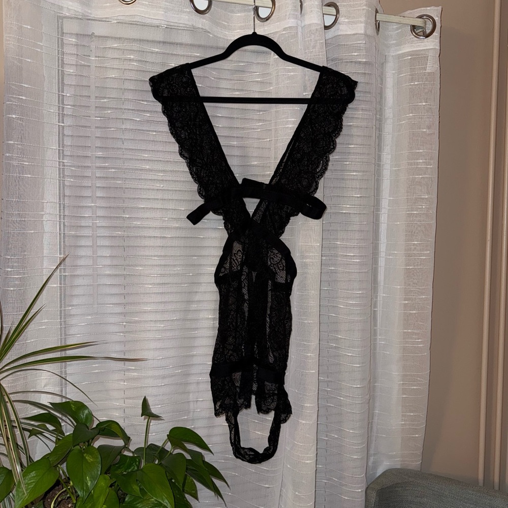 Frederick's of Hollywood Black Lace Bodysuit